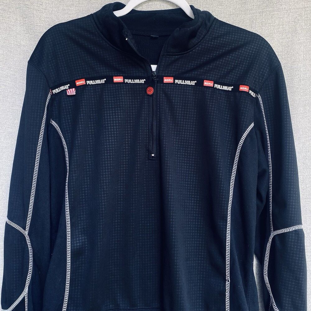 NORU Jacket Women's Med Black Fullheat Full Heat Mid Layer 1/4 Zip Moto Sleeve